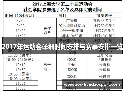 2017年运动会详细时间安排与赛事安排一览 2017年运动会详细时间安排与赛事安排一览